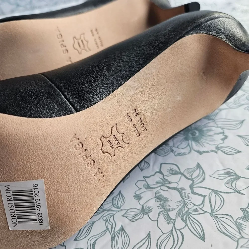 NIB Via Spiga Gya Pointed Toe Black Leather Pump | 8 - Picture 7 of 7